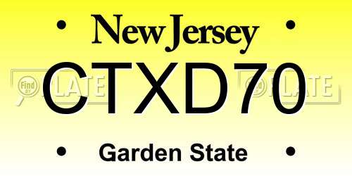 CTXD70 New Jersey License Plate