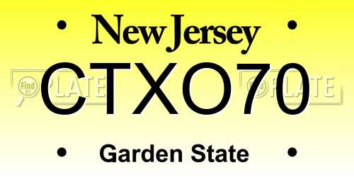 CTXO70 New Jersey License Plate