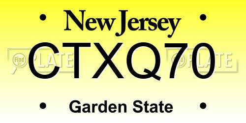 CTXQ70 New Jersey License Plate