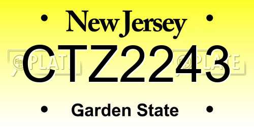 CTZ2243 New Jersey License Plate