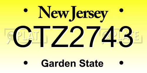 CTZ2743 New Jersey License Plate