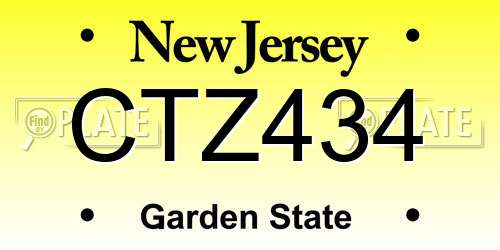 CTZ434 New Jersey License Plate