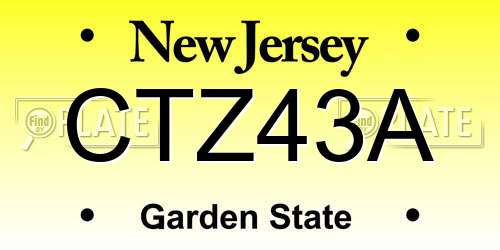 CTZ43A New Jersey License Plate