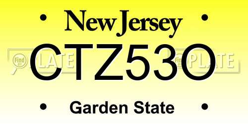 CTZ53O New Jersey License Plate