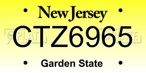 CTZ6965 New Jersey License Plate