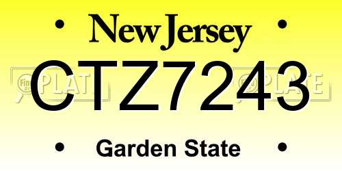 CTZ7243 New Jersey License Plate