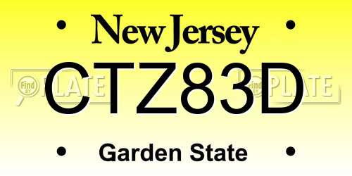CTZ83D New Jersey License Plate