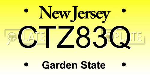 CTZ83Q New Jersey License Plate