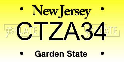CTZA34 New Jersey License Plate