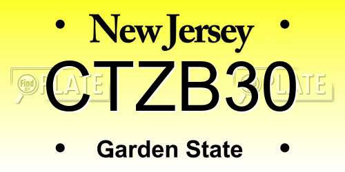 CTZB30 New Jersey License Plate