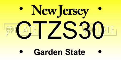 CTZS30 New Jersey License Plate