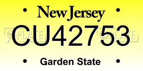 CU42753 New Jersey License Plate