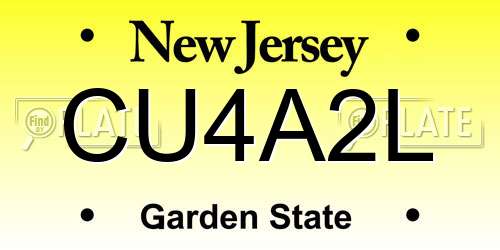 CU4A2L New Jersey License Plate