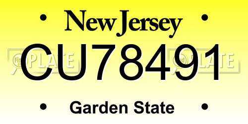 CU78491 New Jersey License Plate