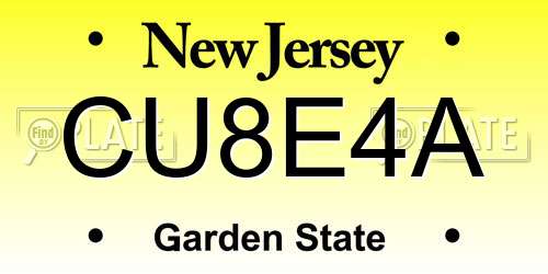 CU8E4A New Jersey License Plate