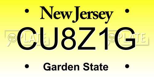 CU8Z1G New Jersey License Plate