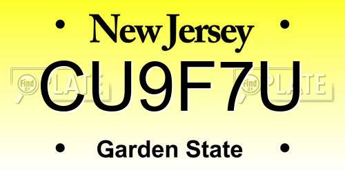 CU9F7U New Jersey License Plate