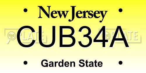 CUB34A New Jersey License Plate