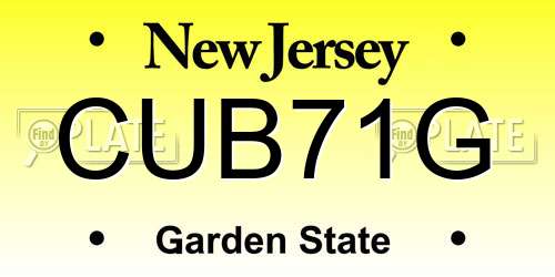 CUB71G New Jersey License Plate