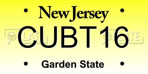 CUBT16 New Jersey License Plate
