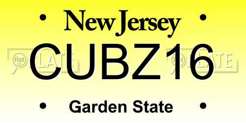 CUBZ16 New Jersey License Plate
