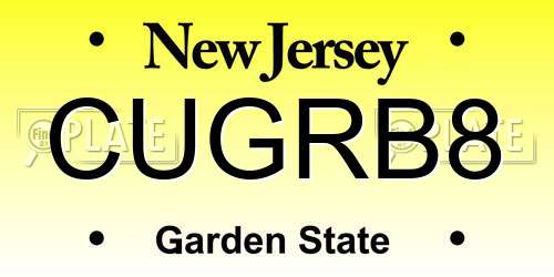 CUGRB8 New Jersey License Plate