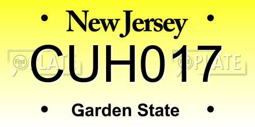 CUH017 New Jersey License Plate