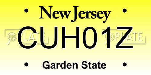 CUH01Z New Jersey License Plate
