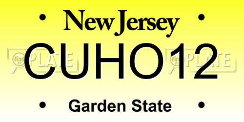 CUHO12 New Jersey License Plate