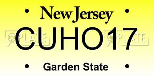 CUHO17 New Jersey License Plate