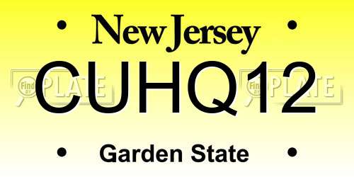 CUHQ12 New Jersey License Plate