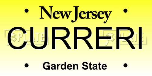 CURRERI New Jersey License Plate