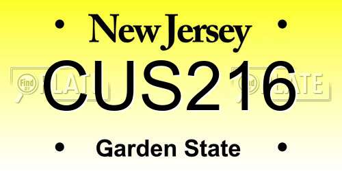CUS216 New Jersey License Plate
