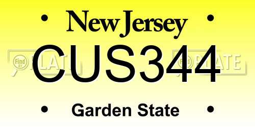 CUS344 New Jersey License Plate