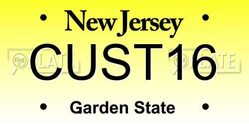 CUST16 New Jersey License Plate