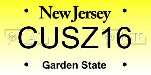 CUSZ16 New Jersey License Plate