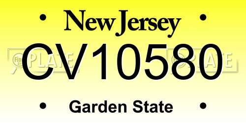 CV10580 New Jersey License Plate