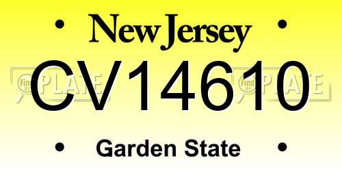 CV14610 New Jersey License Plate