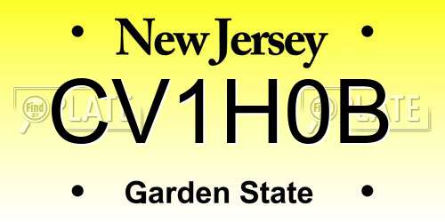 CV1H0B New Jersey License Plate