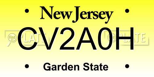 CV2A0H New Jersey License Plate