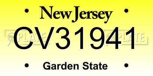 CV31941 New Jersey License Plate