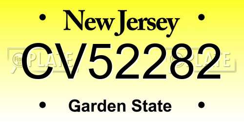 CV52282 New Jersey License Plate