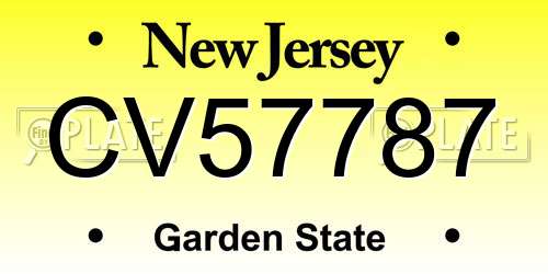 CV57787 New Jersey License Plate