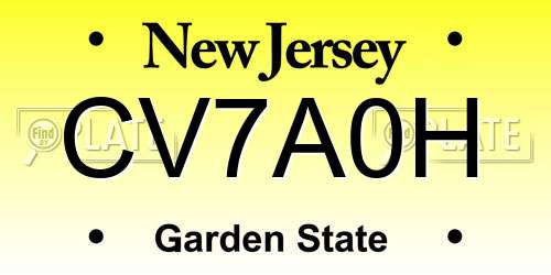 CV7A0H New Jersey License Plate