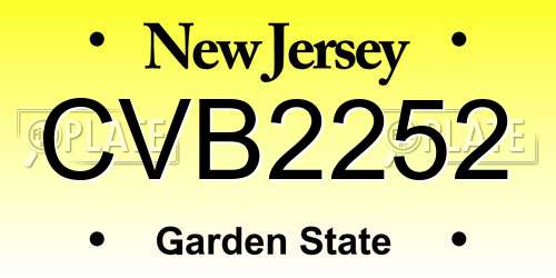 CVB2252 New Jersey License Plate