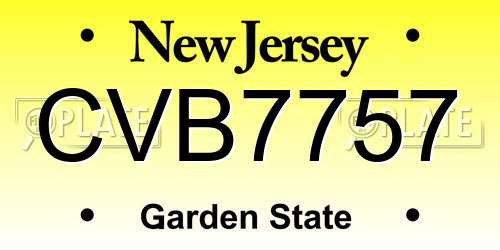 CVB7757 New Jersey License Plate
