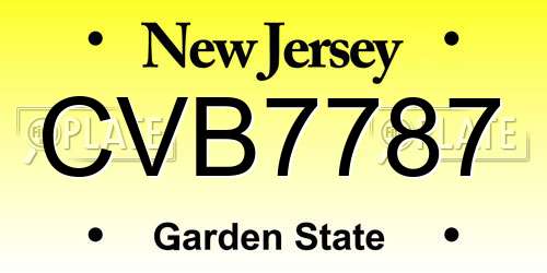 CVB7787 New Jersey License Plate