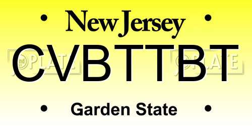 CVBTTBT New Jersey License Plate