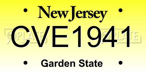 CVE1941 New Jersey License Plate