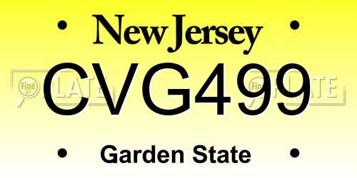 CVG499 New Jersey License Plate